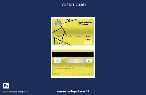 modello di carta di debito visto bancario Croazia Raiffeisen in stile verificato